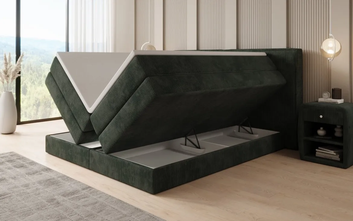 Boxspringbett Ophelia mit hochklappbarem Stauraum in Cord