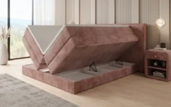 Boxspringbett Ophelia mit hochklappbarem Stauraum in Cord