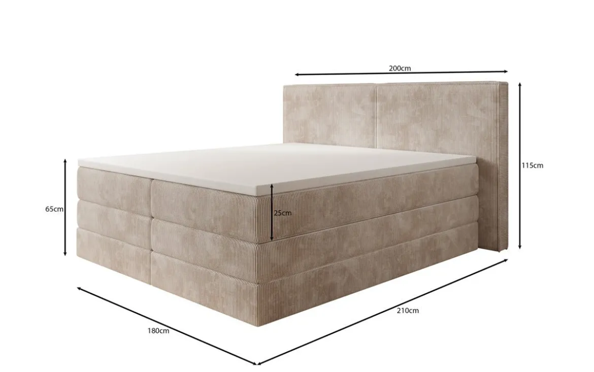 Boxspringbett Ophelia mit hochklappbarem Stauraum in Cord