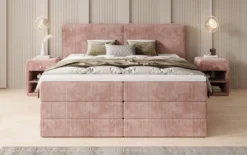 Boxspringbett Ophelia mit hochklappbarem Stauraum in Cord
