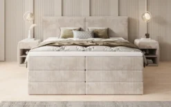 Boxspringbett Ophelia mit hochklappbarem Stauraum in Cord