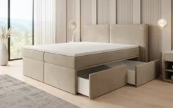 Boxspringbett Ophelia mit Schubladen in Samt