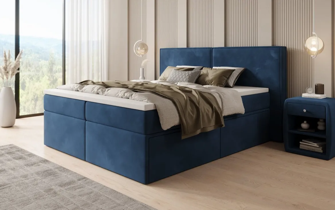 Boxspringbett Ophelia mit Schubladen in Samt