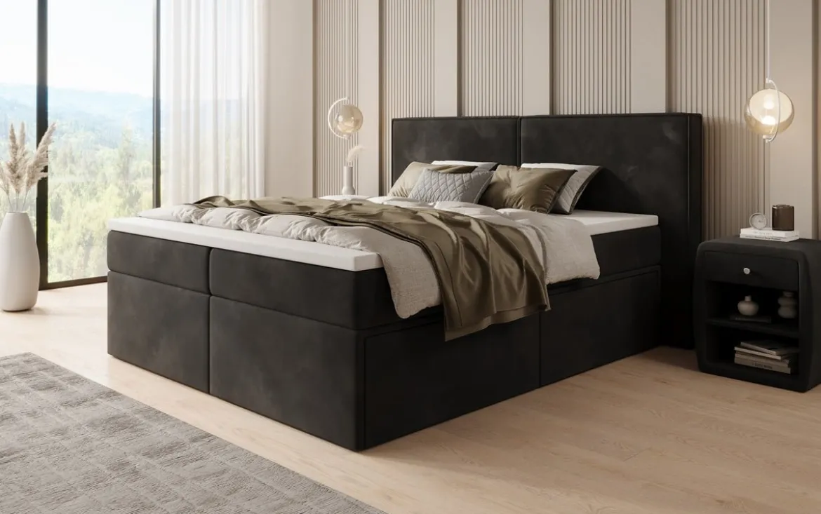 Boxspringbett Ophelia mit Schubladen in Samt
