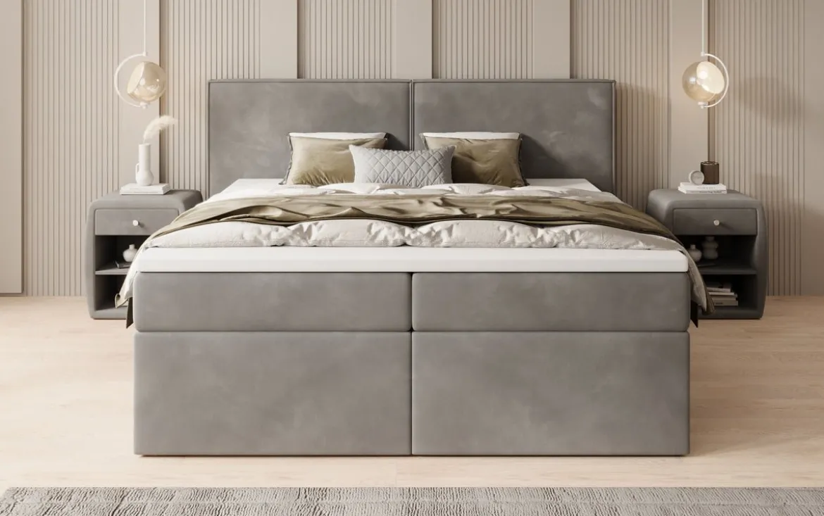 Boxspringbett Ophelia mit Schubladen in Samt