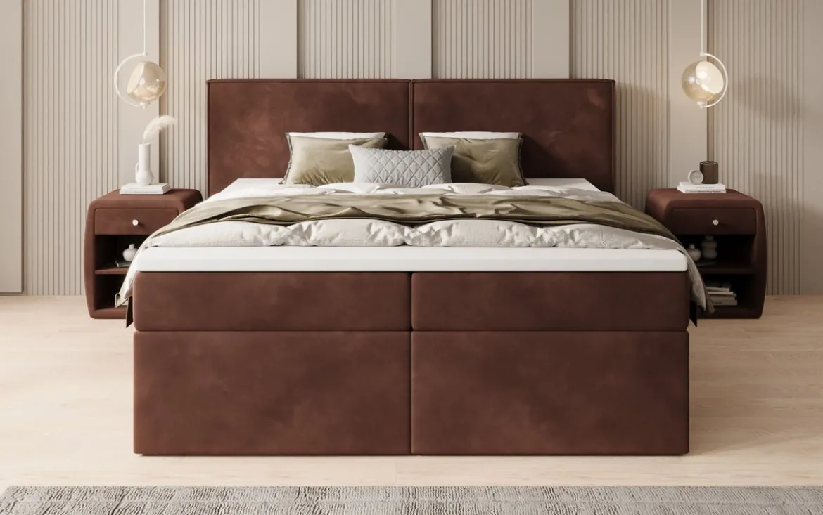 Boxspringbett Ophelia mit Schubladen in Samt