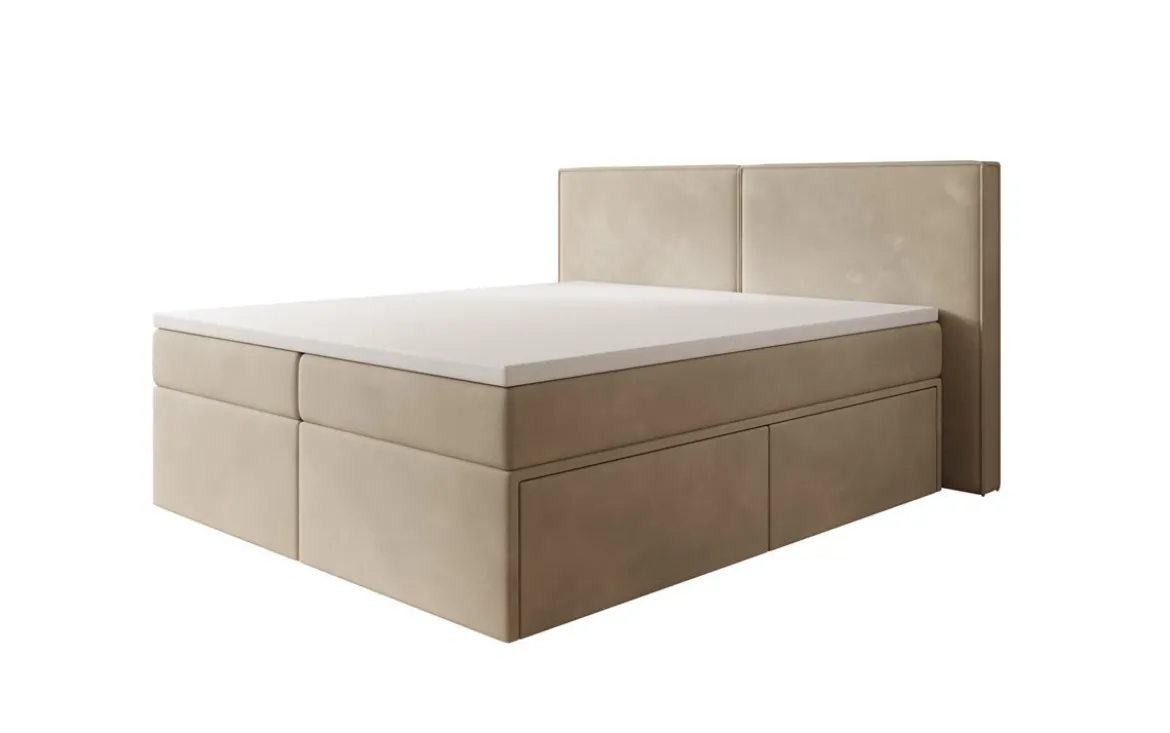 Boxspringbett Ophelia mit Schubladen in Samt