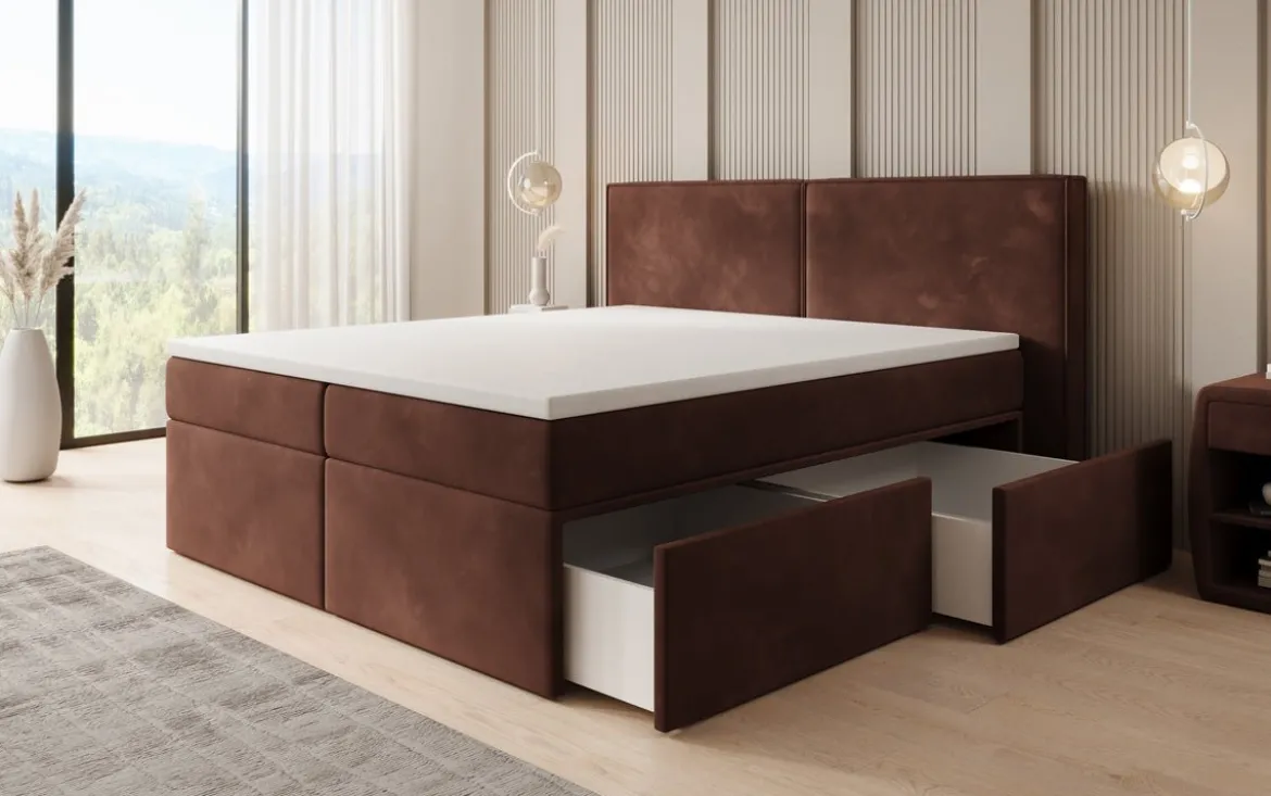 Boxspringbett Ophelia mit Schubladen in Samt