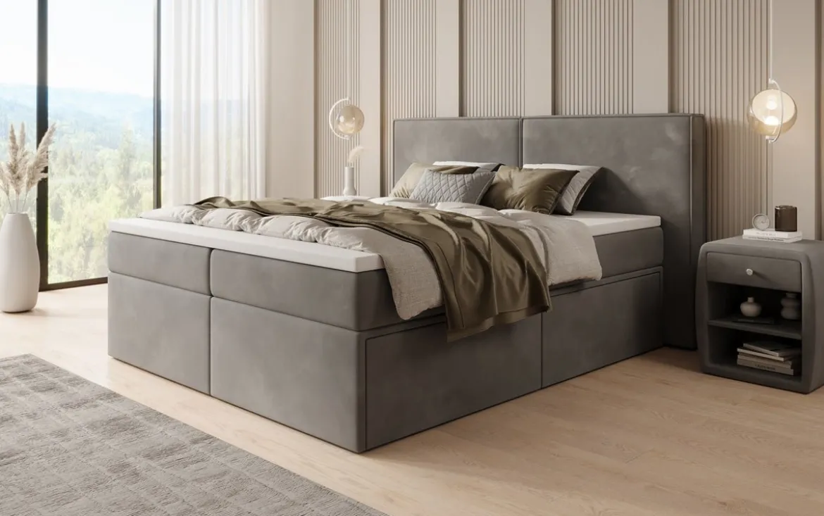 Boxspringbett Ophelia mit Schubladen in Samt