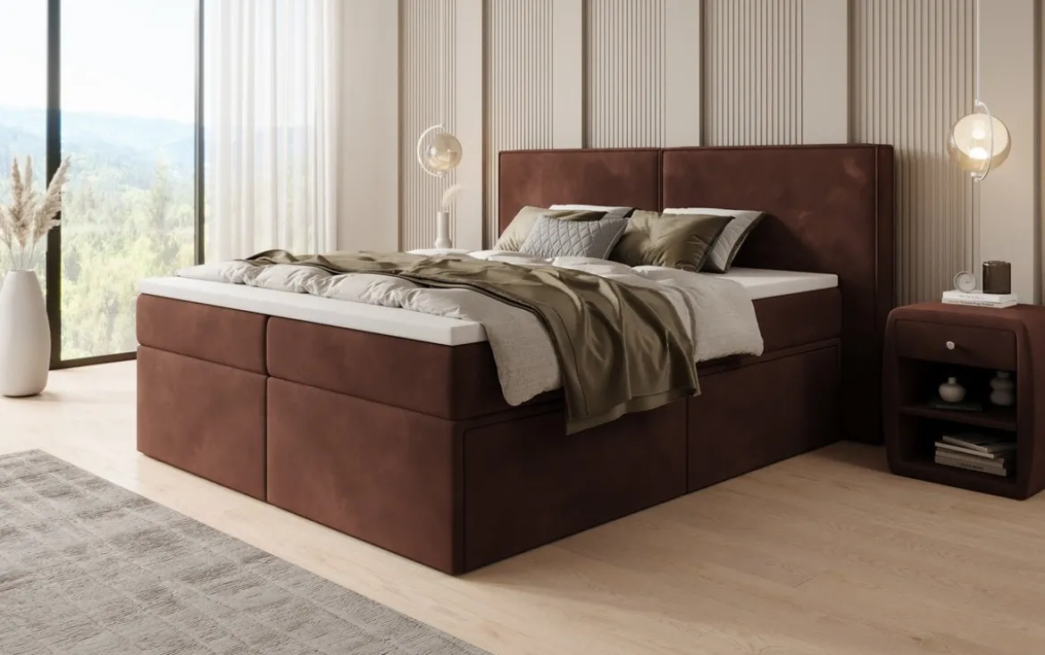 Boxspringbett Ophelia mit Schubladen in Samt