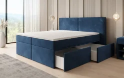 Boxspringbett Ophelia mit Schubladen in Samt