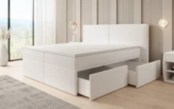 Boxspringbett Ophelia mit Schubladen in Teddy Bouclé