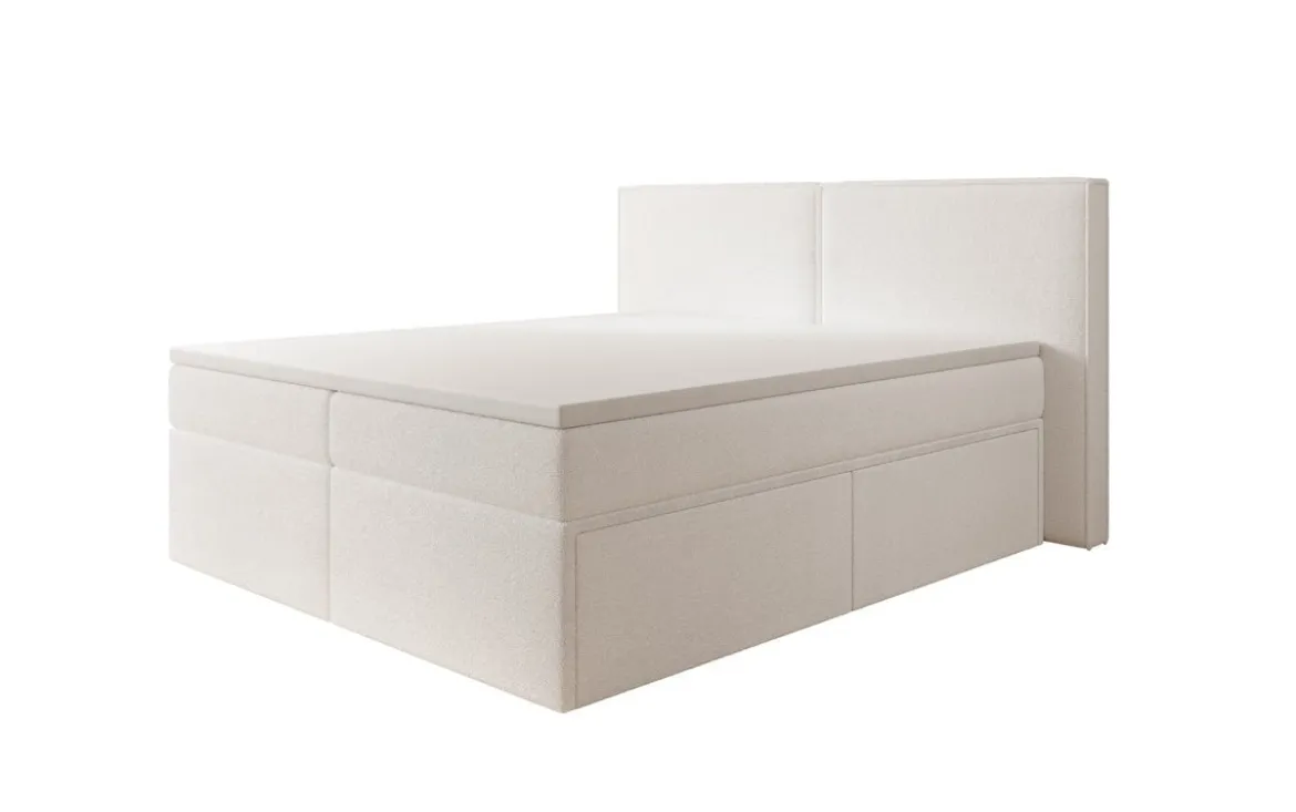 Boxspringbett Ophelia mit Schubladen in Teddy Bouclé