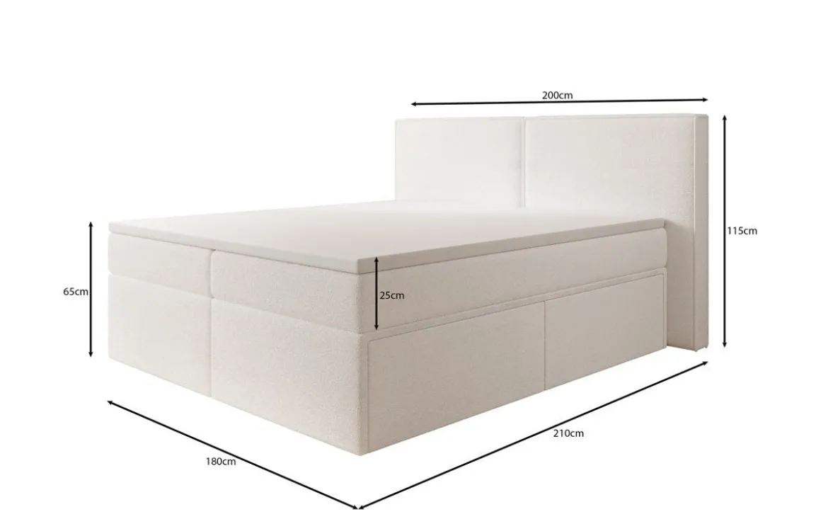 Boxspringbett Ophelia mit Schubladen in Teddy Bouclé