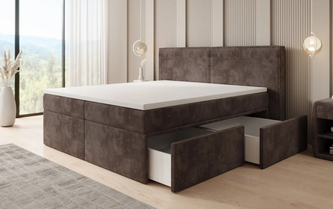 Boxspringbett Ophelia mit Schubladen in Cord