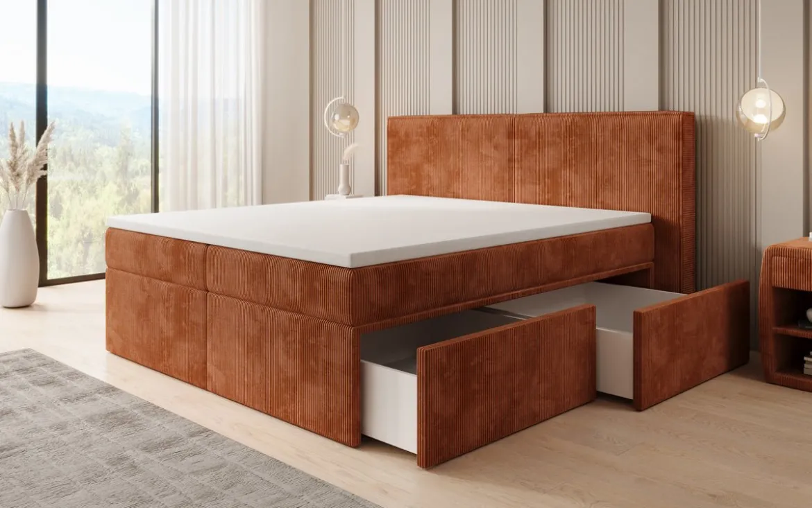 Boxspringbett Ophelia mit Schubladen in Cord