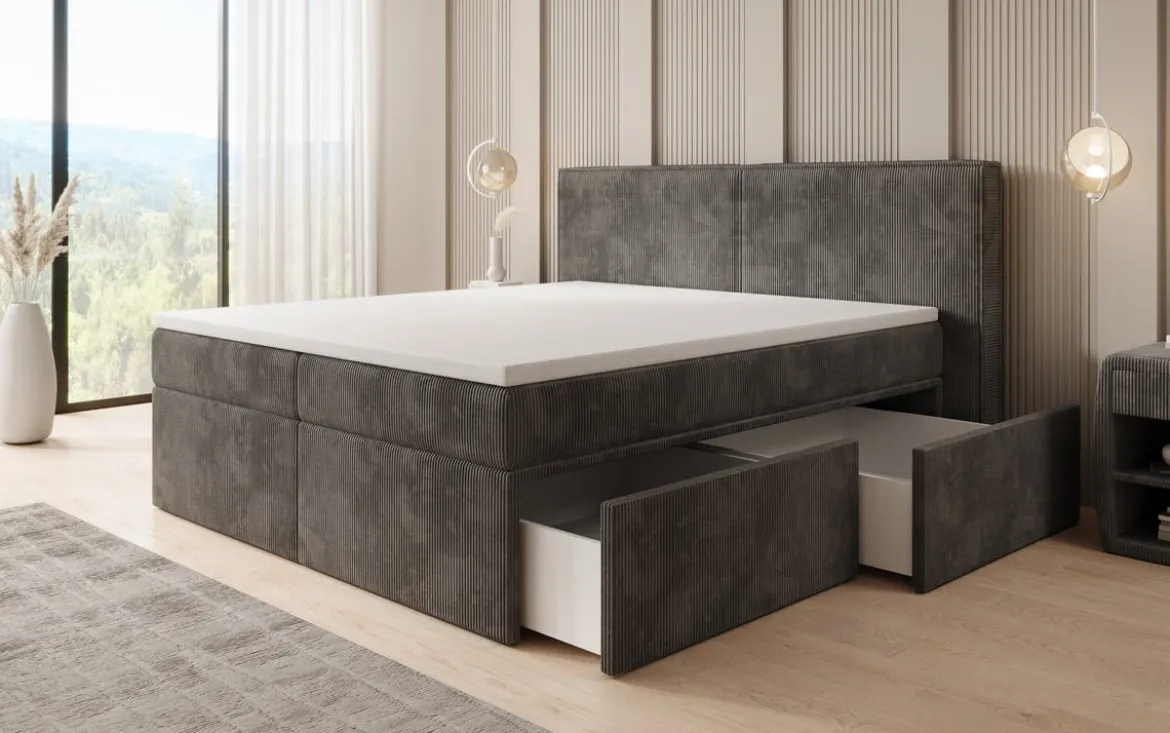 Boxspringbett Ophelia mit Schubladen in Cord
