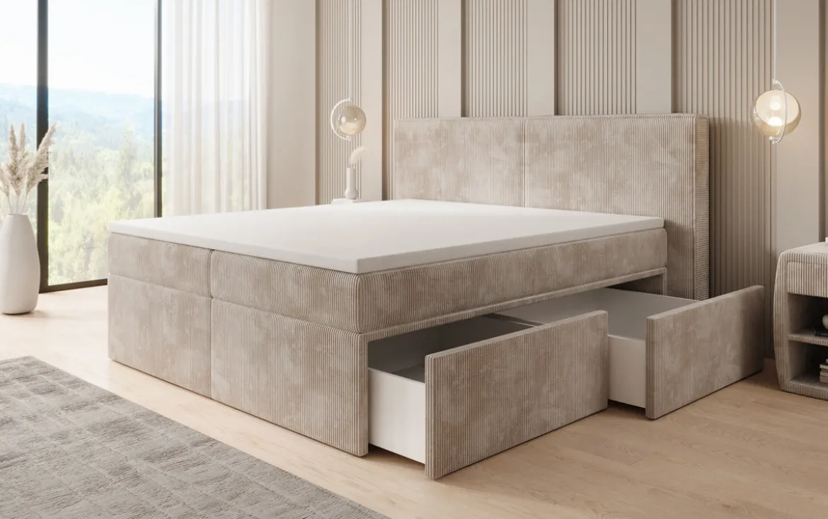 Boxspringbett Ophelia mit Schubladen in Cord