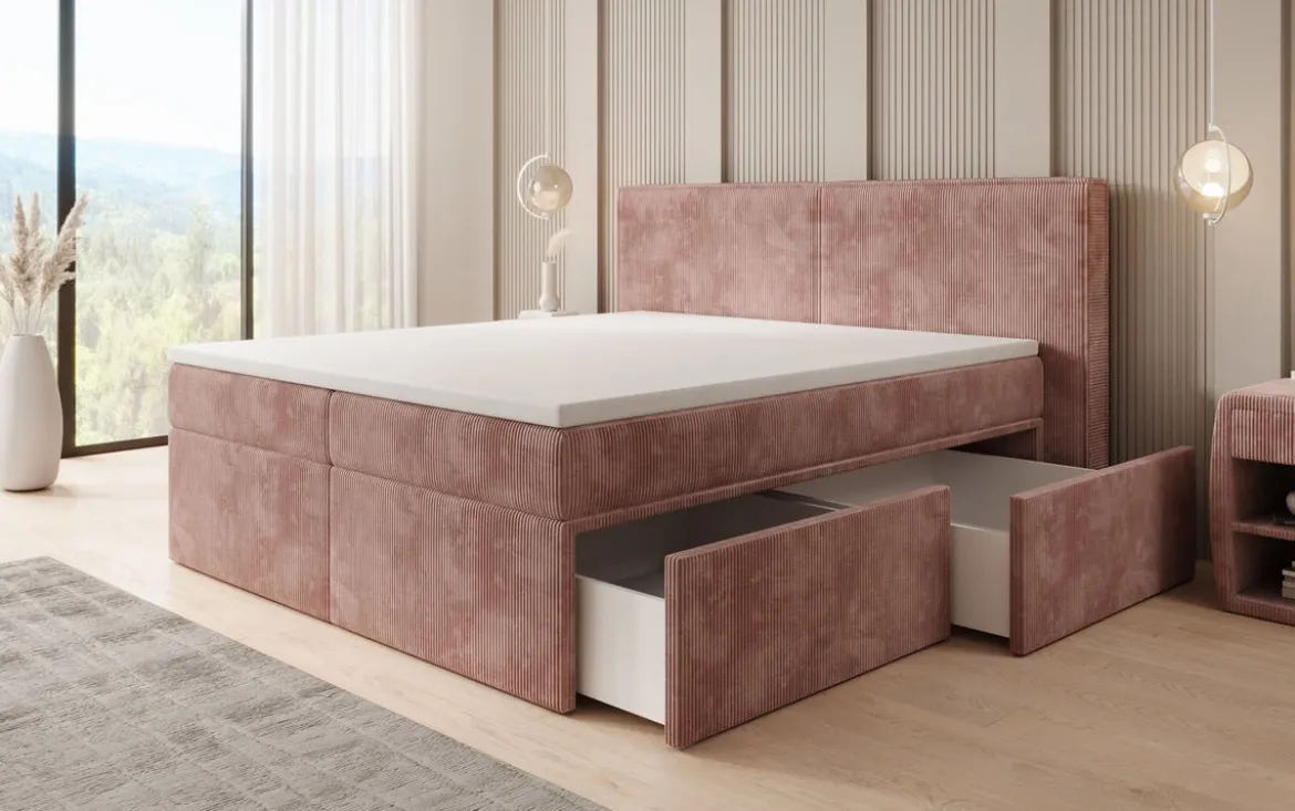 Boxspringbett Ophelia mit Schubladen in Cord