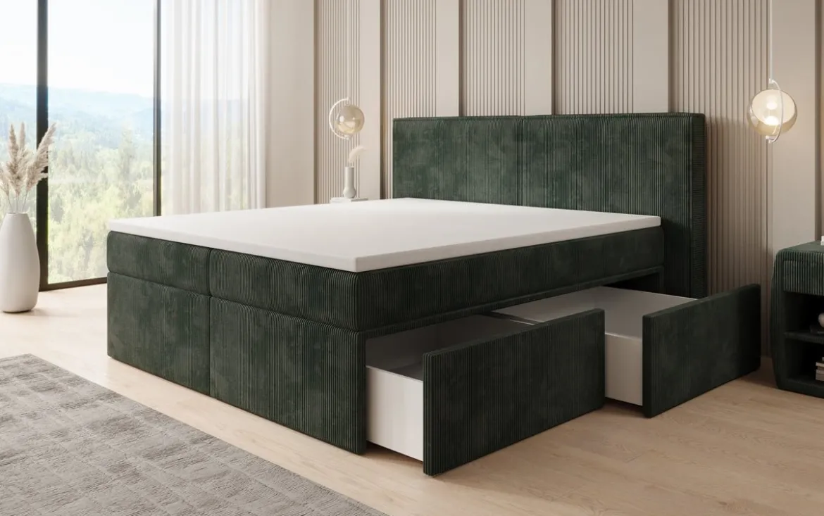 Boxspringbett Ophelia mit Schubladen in Cord