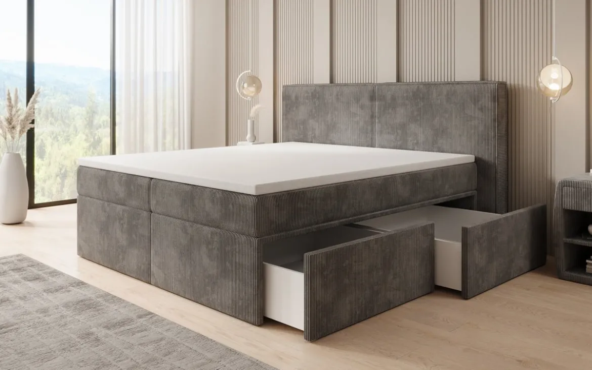 Boxspringbett Ophelia mit Schubladen in Cord