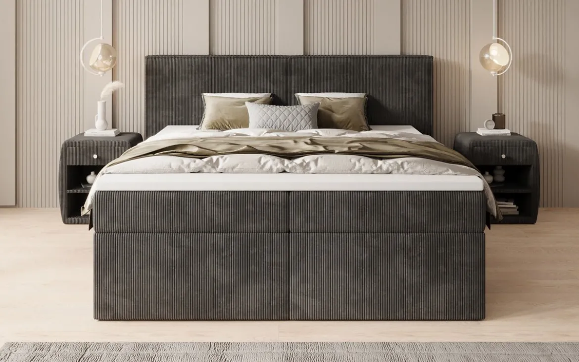 Boxspringbett Ophelia mit Schubladen in Cord