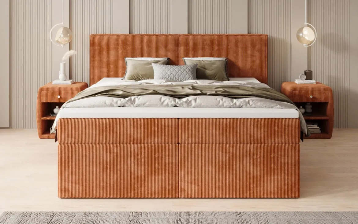 Boxspringbett Ophelia mit Schubladen in Cord