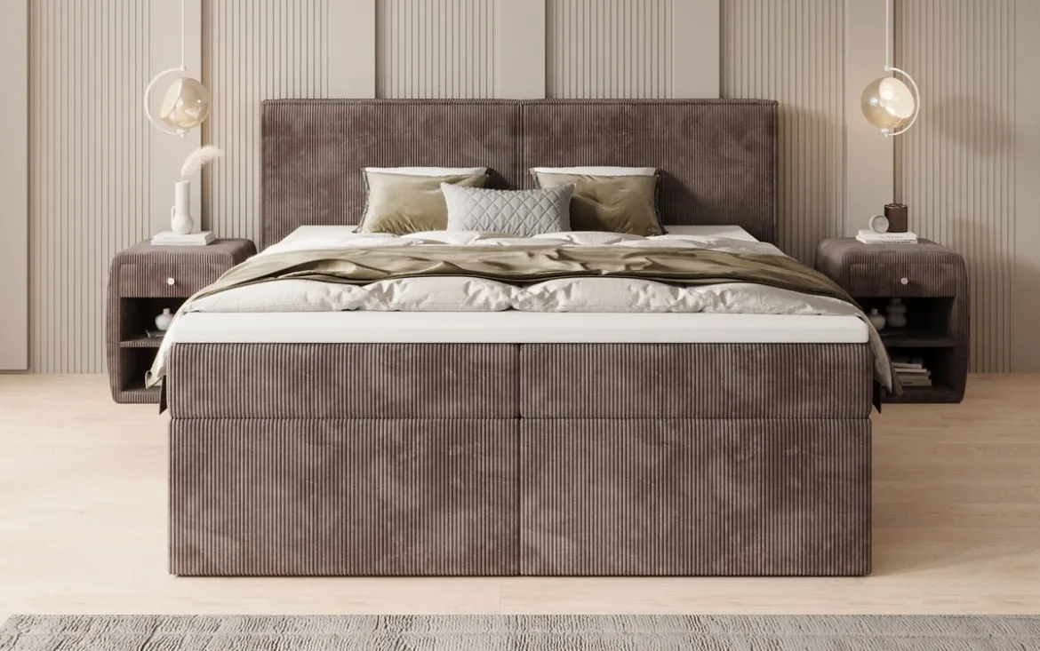 Boxspringbett Ophelia mit Schubladen in Cord