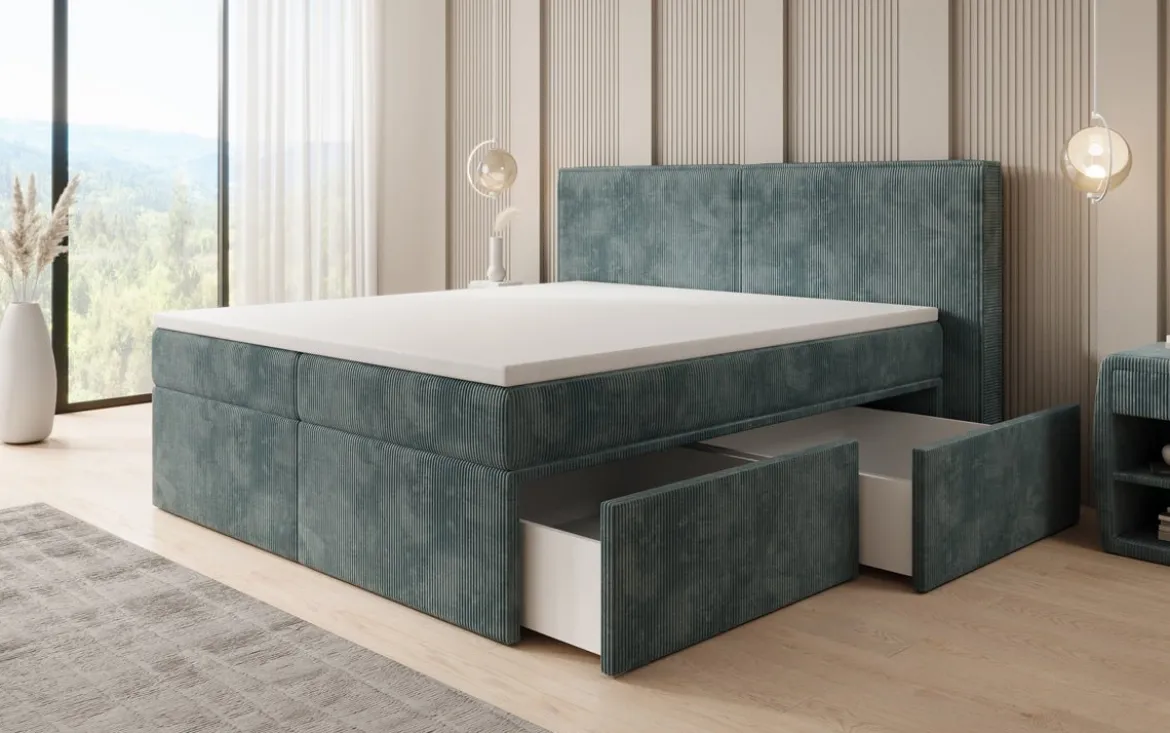 Boxspringbett Ophelia mit Schubladen in Cord