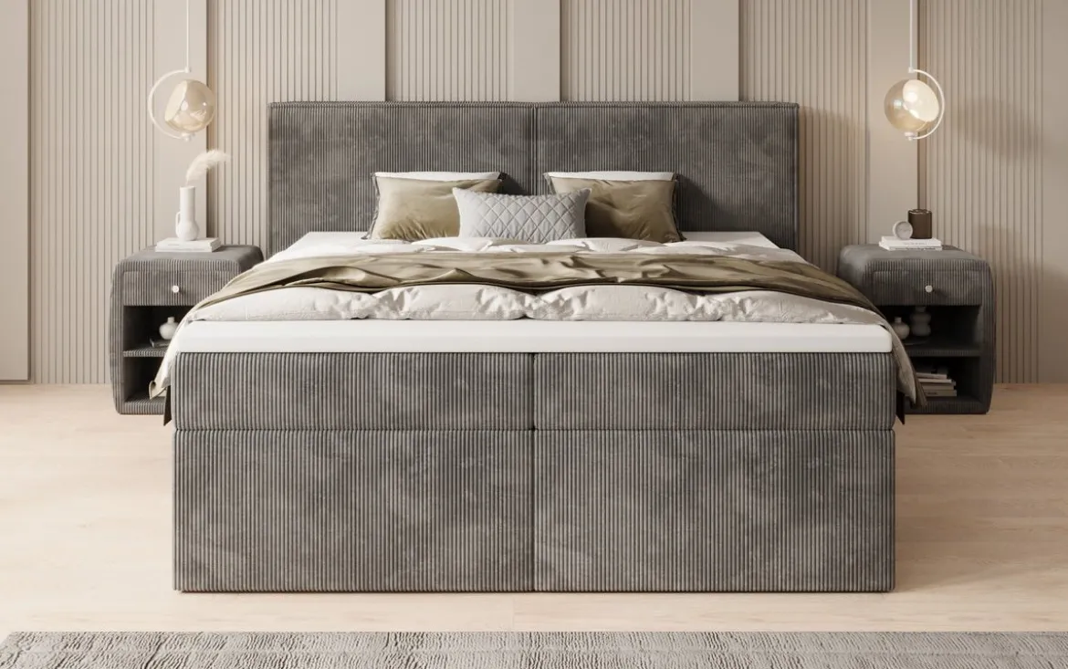 Boxspringbett Ophelia mit Schubladen in Cord
