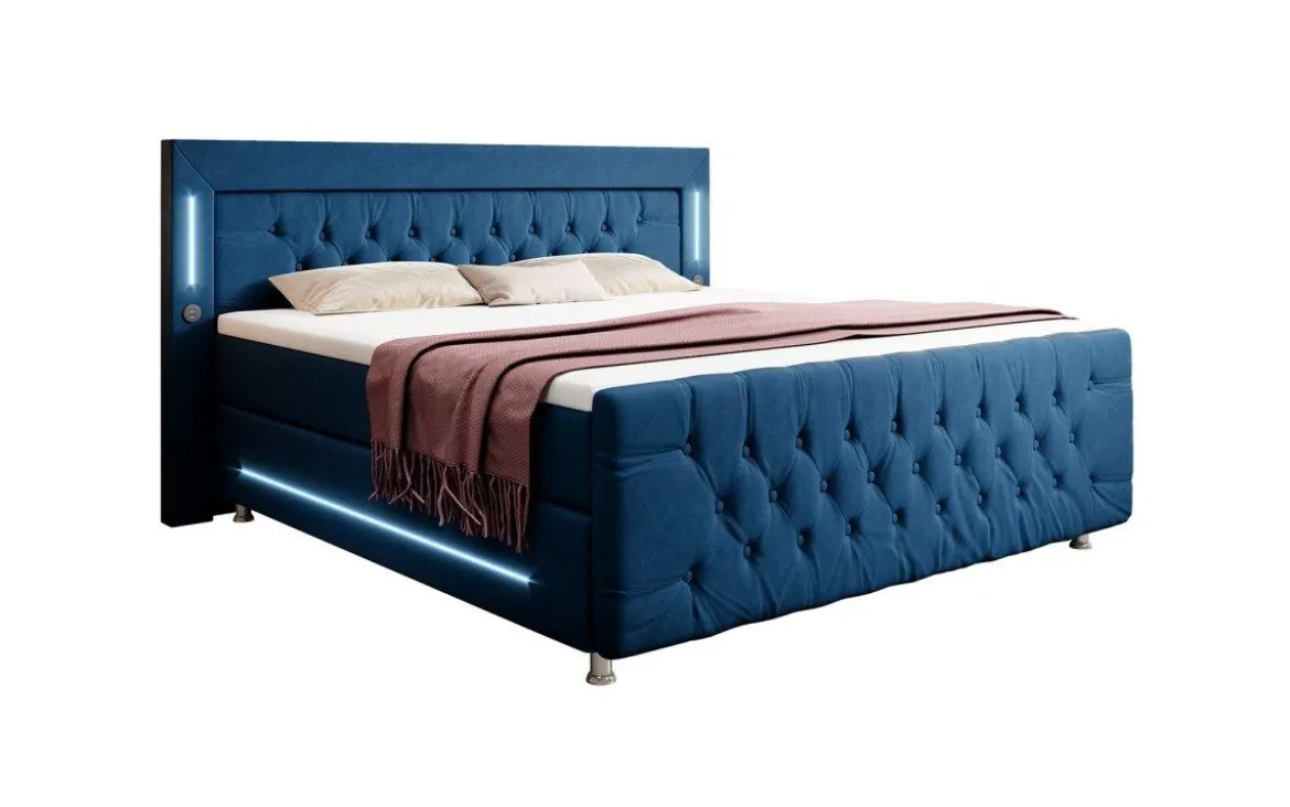 Boxspringbett Paradise mit LED, USB und Füßen