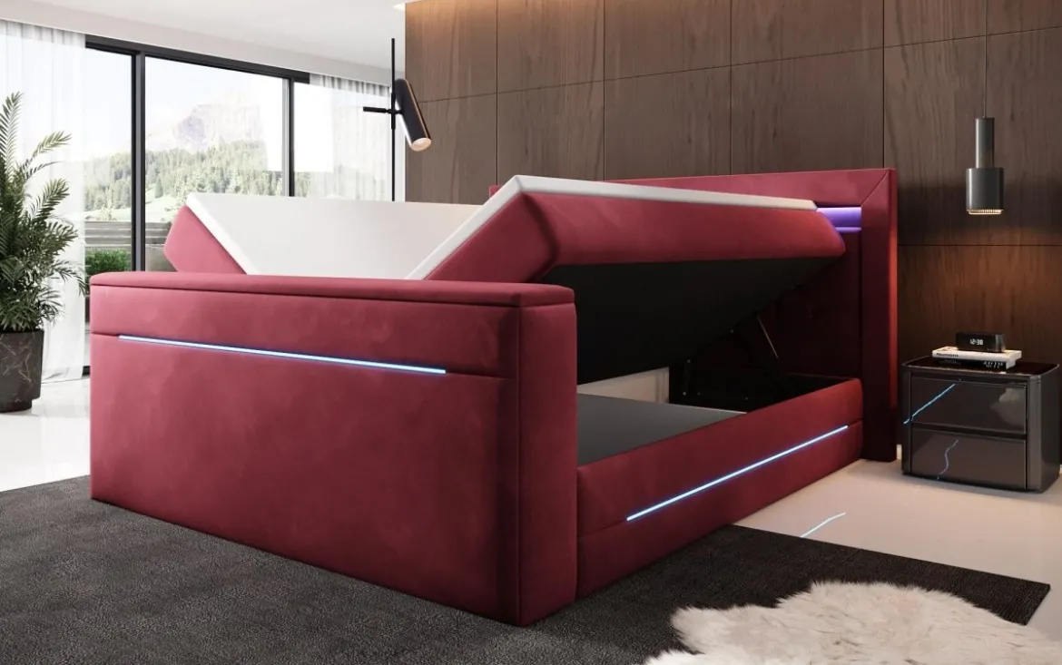 Boxspringbett Pluto mit TV Lift, RGB und Stauraum