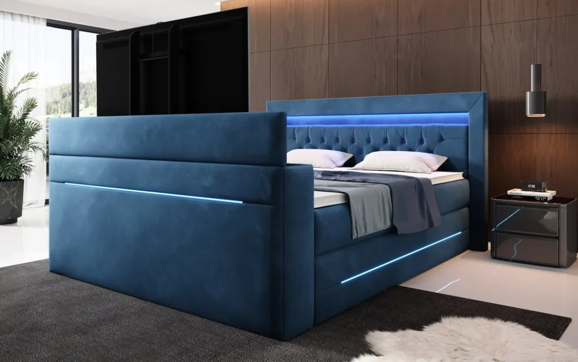 Boxspringbett Pluto mit TV Lift, RGB und Stauraum