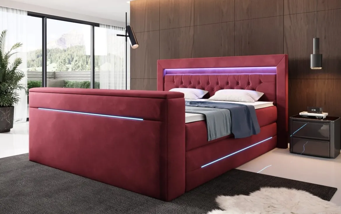Boxspringbett Pluto mit TV Lift, RGB und Stauraum