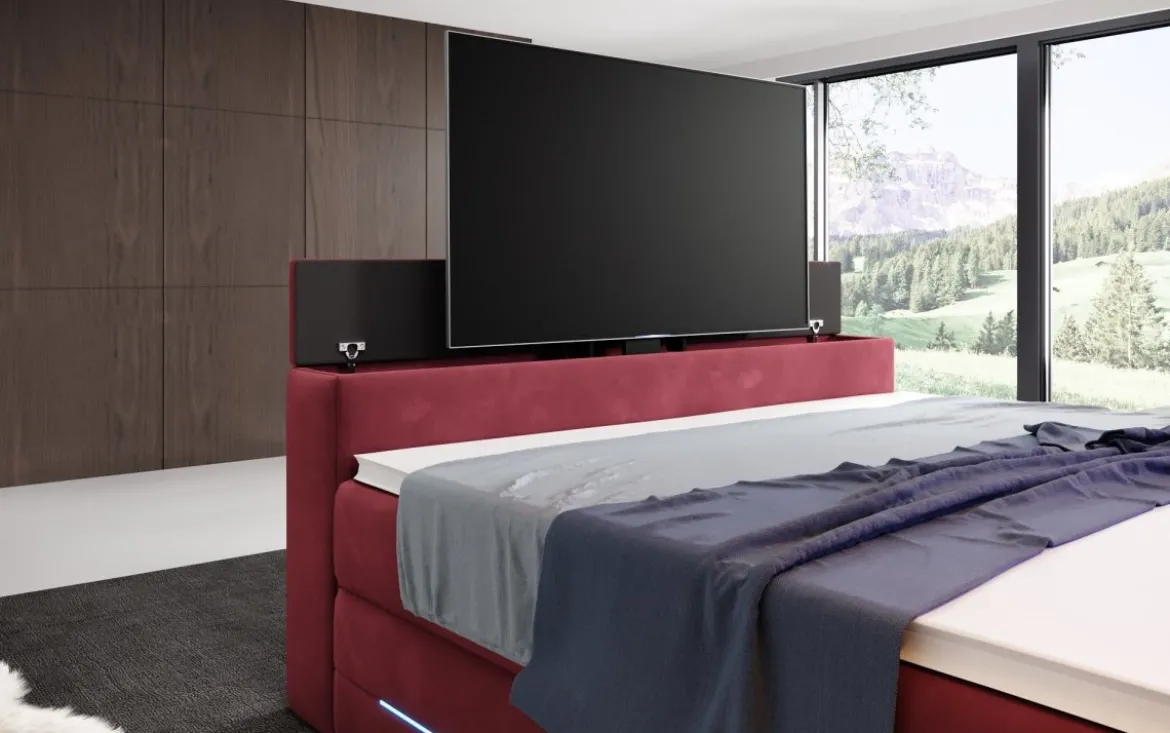 Boxspringbett Pluto mit TV Lift, RGB und Stauraum