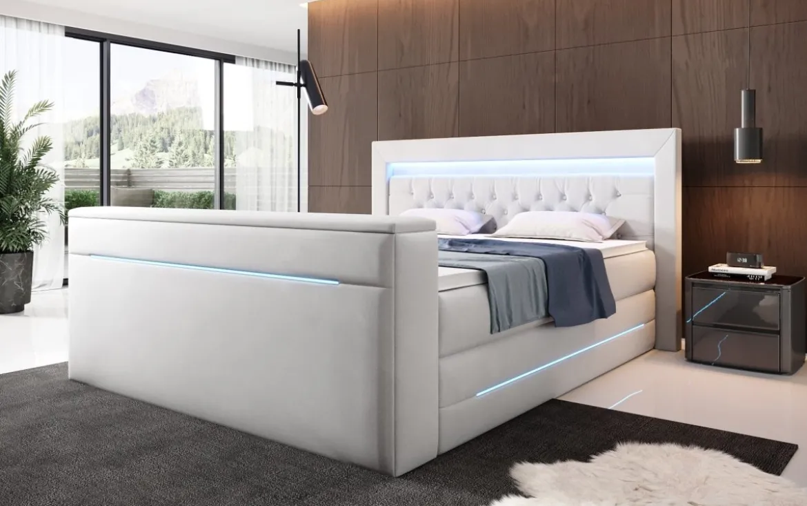 Boxspringbett Pluto mit TV Lift, RGB und Stauraum