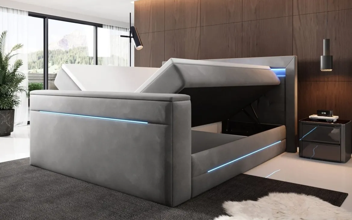 Boxspringbett Pluto mit TV Lift, RGB und Stauraum
