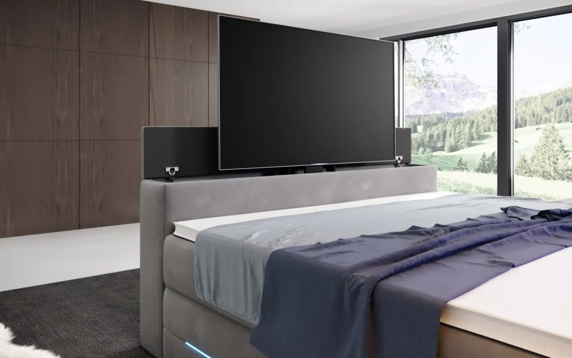 Boxspringbett Pluto mit TV Lift, RGB und Stauraum
