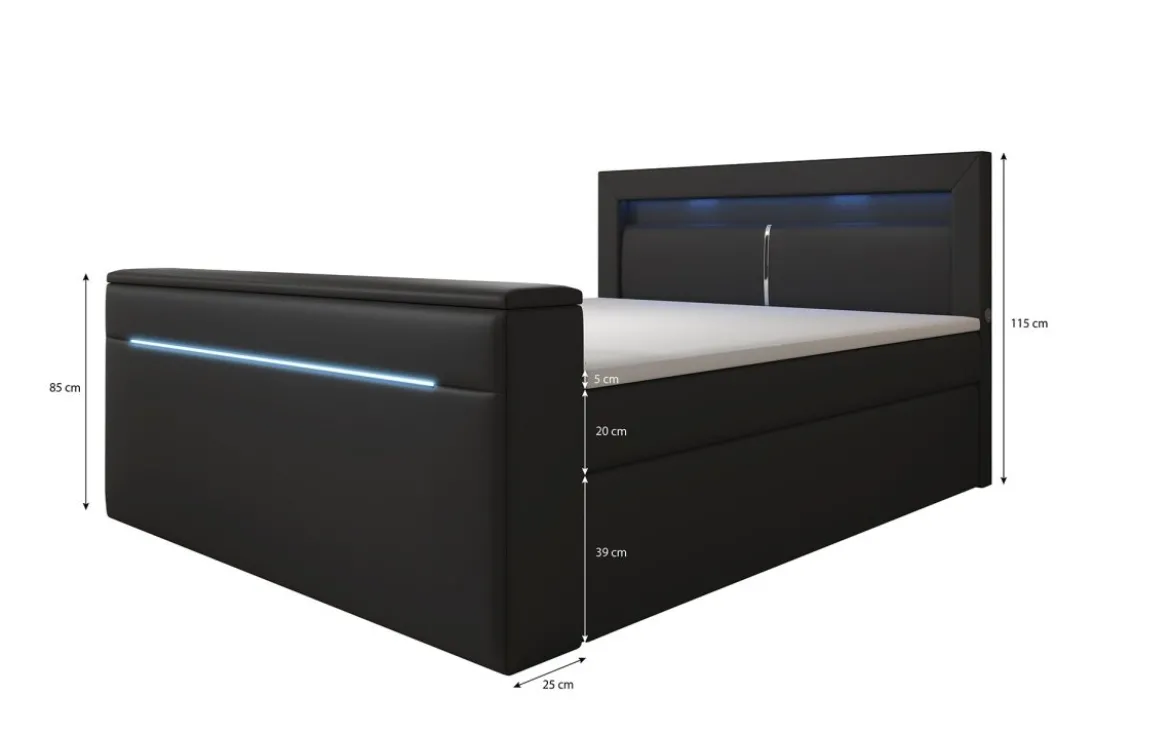 Boxspringbett Reposito mit TV Lift, USB, LED und Stauraum