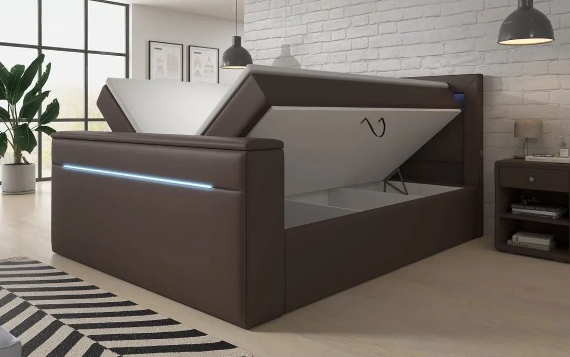Boxspringbett Reposito mit TV Lift, USB, LED und Stauraum