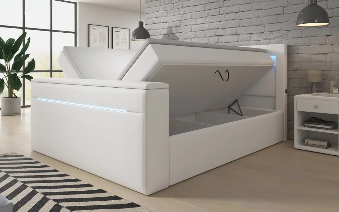 Boxspringbett Reposito mit TV Lift, USB, LED und Stauraum
