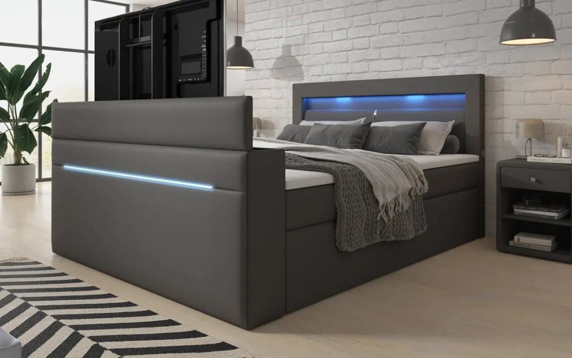Boxspringbett Repos mit TV Lift, USB und LED