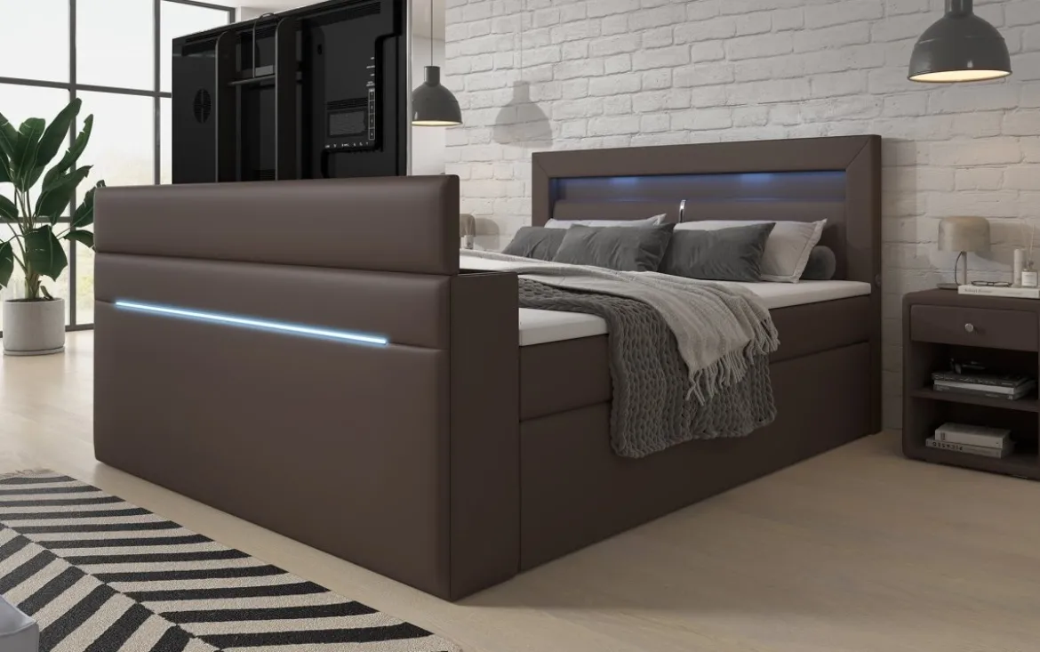 Boxspringbett Repos mit TV Lift, USB und LED