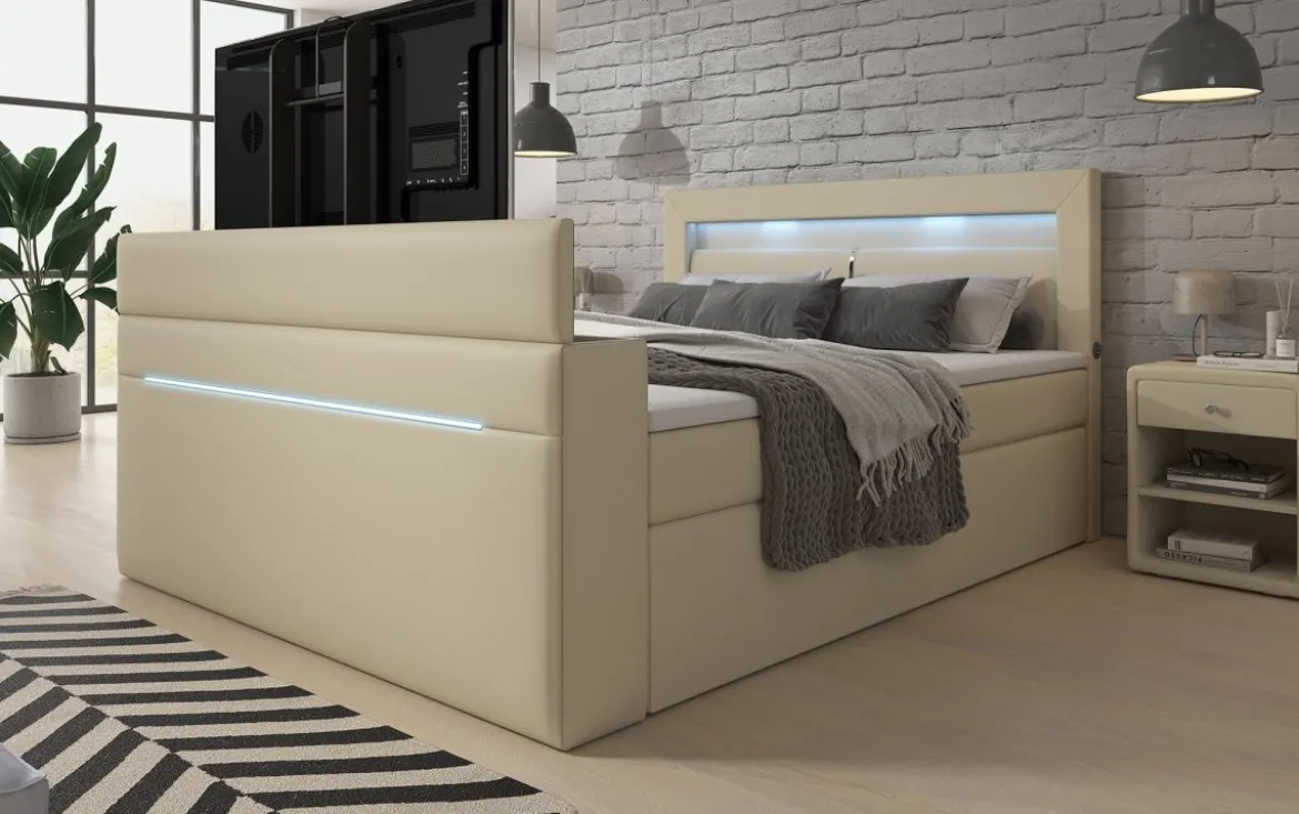 Boxspringbett Repos mit TV Lift, USB und LED
