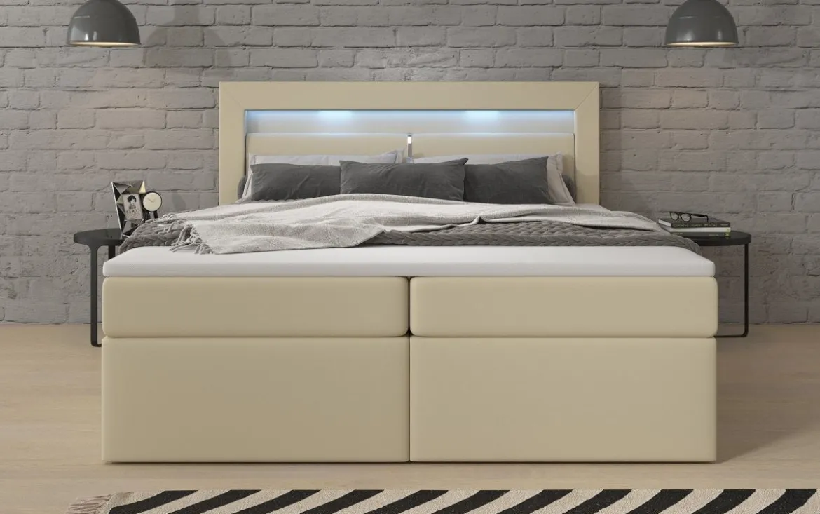 Boxspringbett Rinori mit LED, USB und Stauraum