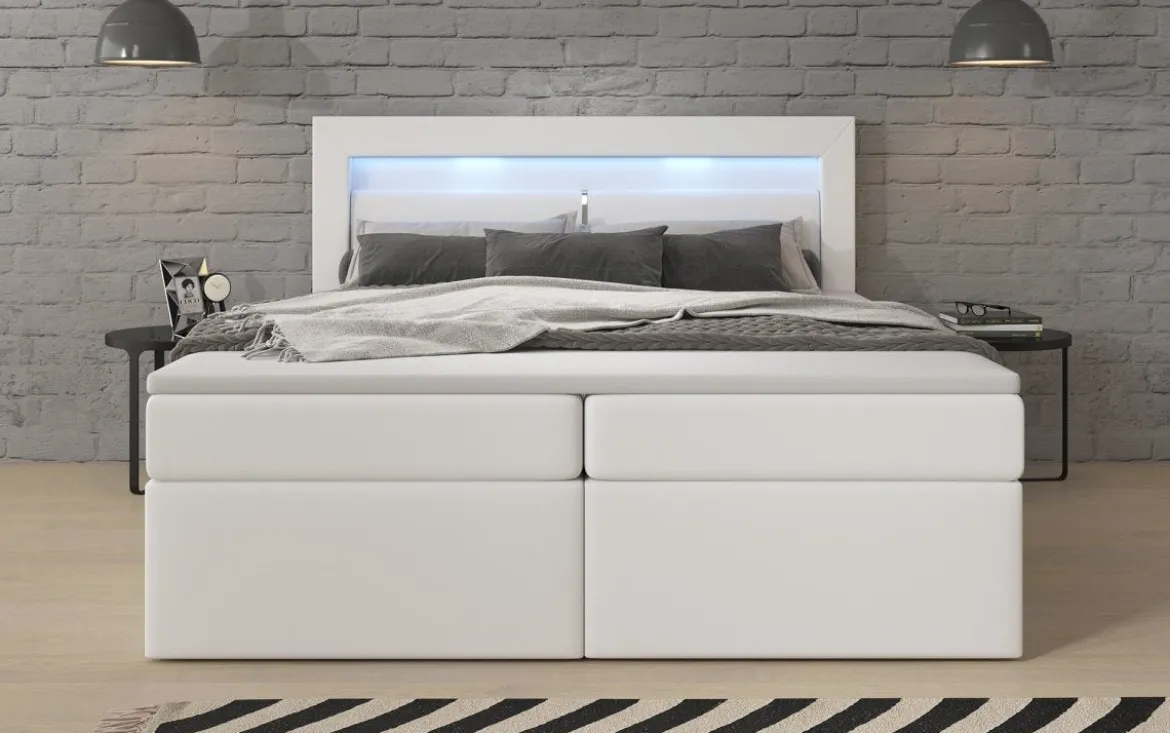 Boxspringbett Rinori mit LED, USB und Stauraum