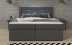 Boxspringbett Rinori mit LED, USB und Stauraum