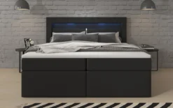 Boxspringbett Rinori mit LED, USB und Stauraum
