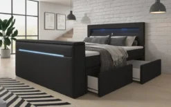 Boxspringbett Rinori mit TV Lift, USB, LED und Stauraum