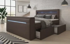 Boxspringbett Rinori mit TV Lift, USB, LED und Stauraum